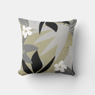 Abstrakte botanische Kunst Grey & Sage Green Kissen