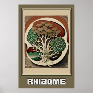 Abstrakte botanische Mauer Kunst, Rhizome Illustra Poster