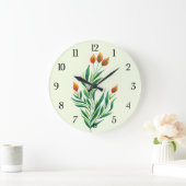 Abstrakte botanische Pflanze Frühjahr Große Wanduhr (Zuhause)