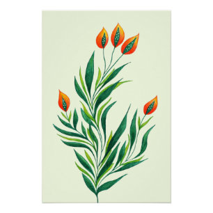 Abstrakte botanische Pflanze Frühjahr Poster