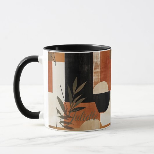 Abstrakte botanische Tasse - maßgeschneidert erdig (Links)