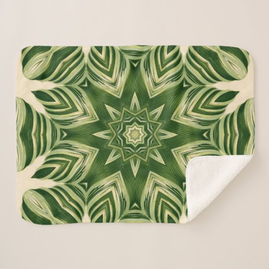 abstrakte botanische tropische Blätter mit Pflanze Sherpadecke (Vorderseite (Horizontal))