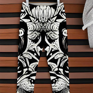 Abstrakte Botanische Weinreben, schwarz und weiß Leggings