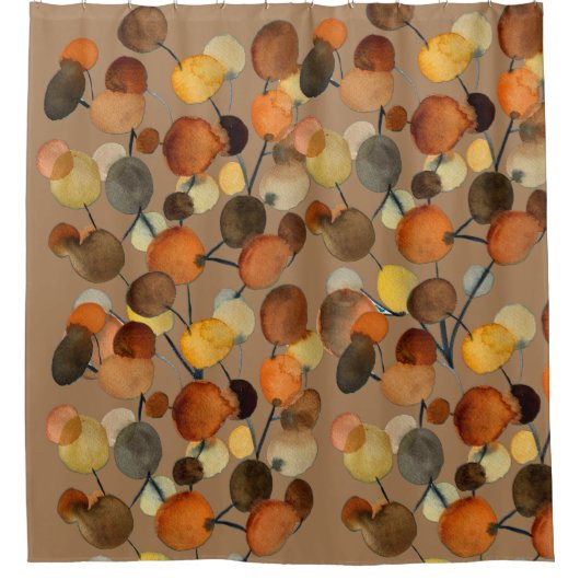 Abstrakte braune Herbstbaumkunst Duschvorhang (Vorderseite)
