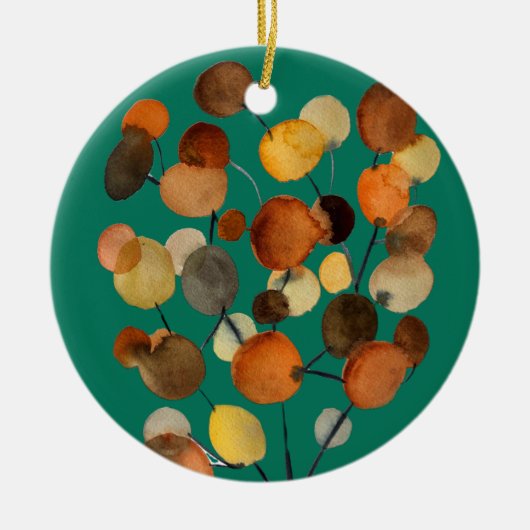 Abstrakte braune Herbstbaumkunst Keramik Ornament (Vorne)