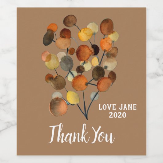 Abstrakte braune Herbstbaumkunst Weinetikett (Einzelnes Label)