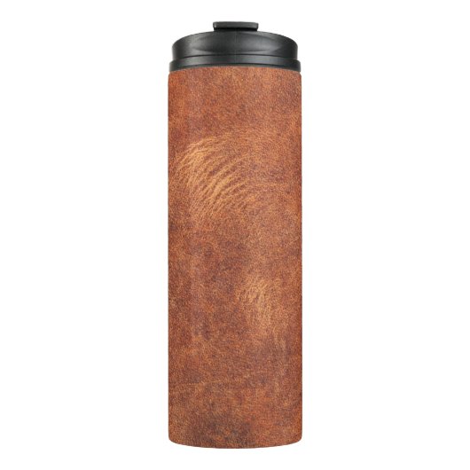 abstrakte braune Ledertextur, Hinterleder, t Thermosbecher (Vorderseite)