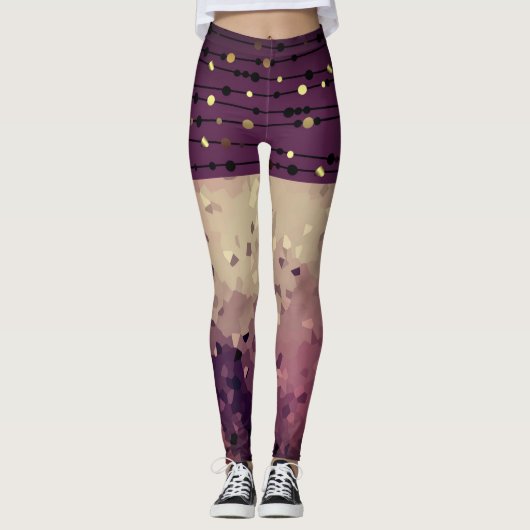 Abstrakte, braune, rosa, rosa, rosa-braune Legging Leggings (Vorderseite)