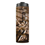 Abstrakte braune Sterne Thermosbecher (Vorderseite)