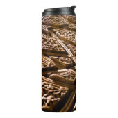 Abstrakte braune Sterne Thermosbecher (Nach links gedreht)