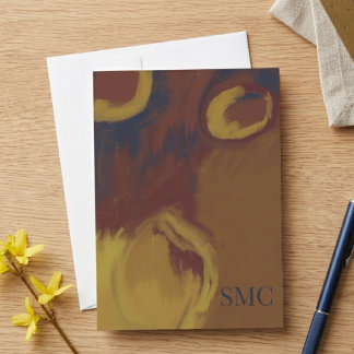 Abstrakte braune und goldene Pinselstriche mit Mon Karte