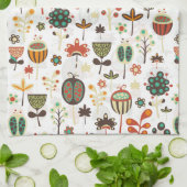 Abstrakte braune und rote Blume Geschirrtuch (Gefaltet)