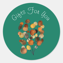 Abstrakte Brauntöne auf der aquamarinen Geschenkma Runder Aufkleber