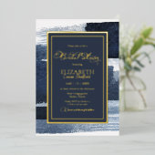 Abstrakte Brautdusche Einladung | Gold Navy Blue (Stehend vorne)