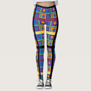 Abstrakte breite Musterkreise und -quadrate Leggings
