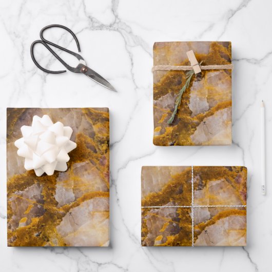 Abstrakte Bronze weiße Mineralgestein-Textur Geschenkpapier Set (Vorderseite)