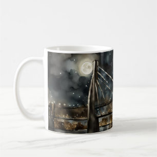 Abstrakte Brücke mit Vollmond Kaffeetasse