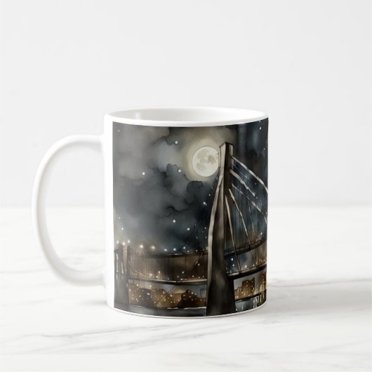 Abstrakte Brücke mit Vollmond Kaffeetasse (Links)