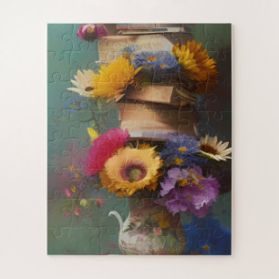 Abstrakte Bücher und Blume Puzzle