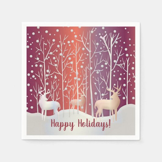 Abstrakte Bucks, Bäume und Schnee Serviette (Vorderseite)