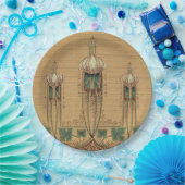 Abstrakte Bulbous Art Nouveau Form Fleur-de-lis Pappteller (Party)