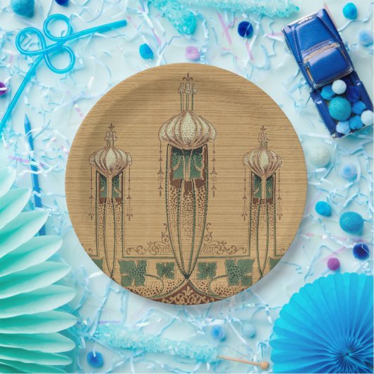 Abstrakte Bulbous Art Nouveau Form Fleur-de-lis Pappteller (Party)