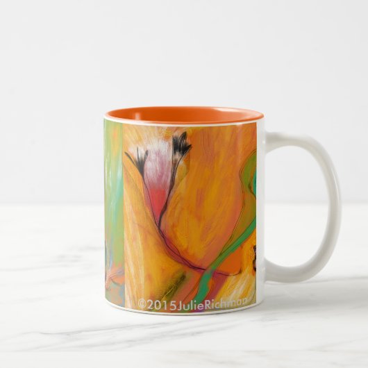 Abstrakte bunte Blumen-TASSE Zweifarbige Tasse (Rechts)