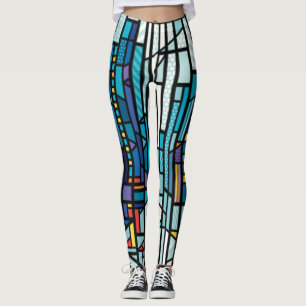 Abstrakte bunte Glasmalerei-Geometric-Leggings Leggings