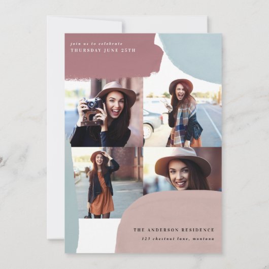 Abstrakte bunte Multi-Foto-Abschlussfeier Ankündigung (Rückseite)