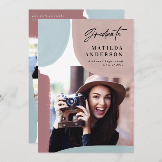 Abstrakte bunte Multi-Foto-Abschlussfeier Ankündigung (Vorne/Hinten)