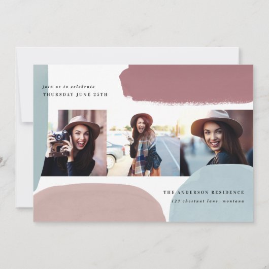 Abstrakte bunte Multi-Foto-Abschlussfeier Ankündigung (Rückseite)