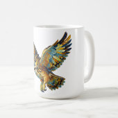Abstrakte bunte Pinselstrichkunst mit fliegendem U Kaffeetasse (VorderseiteRechts)