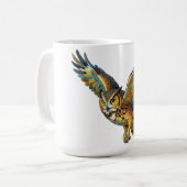 Abstrakte bunte Pinselstrichkunst mit fliegendem U Kaffeetasse (Vorderseite Links)