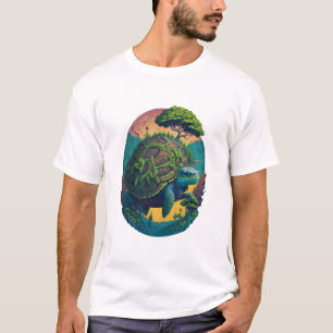 Abstrakte bunte Schildkröte mit Planet Erde T-Shirt