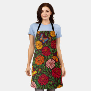 Abstrakte Bunte Tagetes-Schmetterling-Garten-Schür Schürze