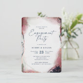 Abstrakte "Burgund & Navy Blue Engagement Party" Einladung (Stehend Vorderseite)