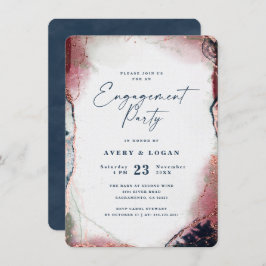 Abstrakte "Burgund & Navy Blue Engagement Party" Einladung