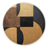 Abstrakte Burlap Textur Braun, Schwarz & Gold Keramikknauf (Vorderseite)