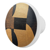 Abstrakte Burlap Textur Braun, Schwarz & Gold Keramikknauf (Rechts)