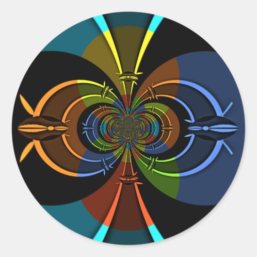 Abstrakte Burst Art Print Runder Aufkleber (Vorderseite)