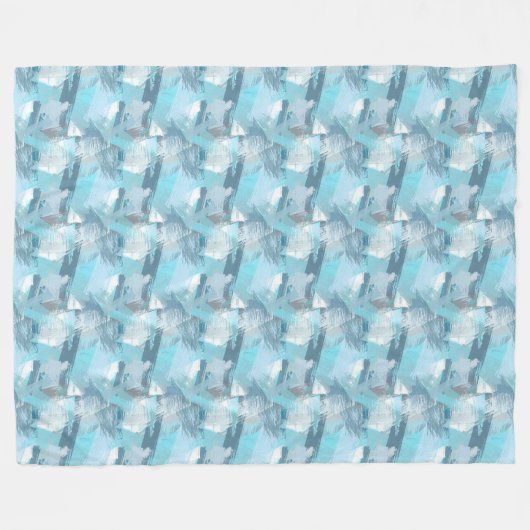 abstrakte Bürste streicht aquamarines Muster Fleecedecke (Vorderseite (Horizontal))