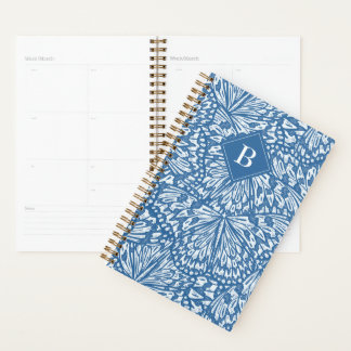 Abstrakte Butterfly Animal Print Monogram Blue Planer