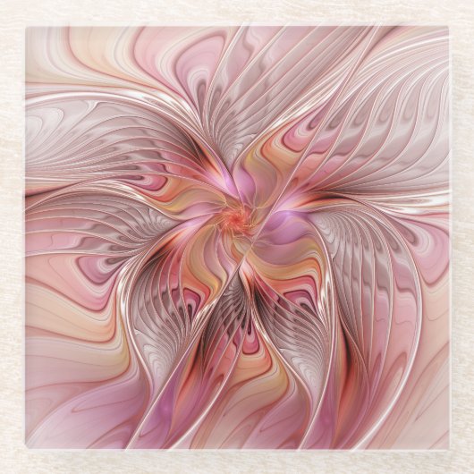 Abstrakte Butterfly Farbenfrohe Fantasie Fraktal K Glasuntersetzer (Vorderseite)