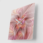 Abstrakte Butterfly Farbenfrohe Fantasie Fraktal K Quadratische Wanduhr (Winkel)