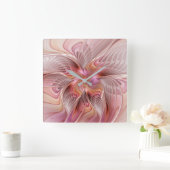 Abstrakte Butterfly Farbenfrohe Fantasie Fraktal K Quadratische Wanduhr (Zuhause)