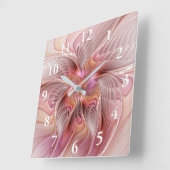 Abstrakte Butterfly Farbenfrohe Fantasie Fraktal K Quadratische Wanduhr (Winkel)