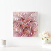 Abstrakte Butterfly Farbenfrohe Fantasie Fraktal K Quadratische Wanduhr (Zuhause)