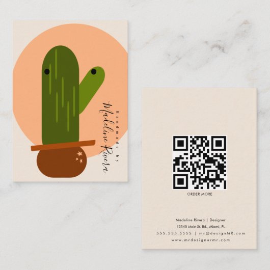 Abstrakte Cactus Artisan Earring Display Cards Telefonnummerkarte (Vorne/Hinten)