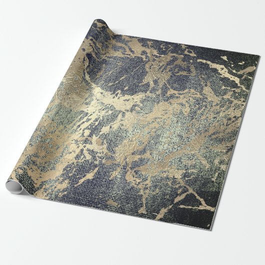 Abstrakte Cali Green Paint Golden Metallic Strokes Geschenkpapier (Ungerollt)