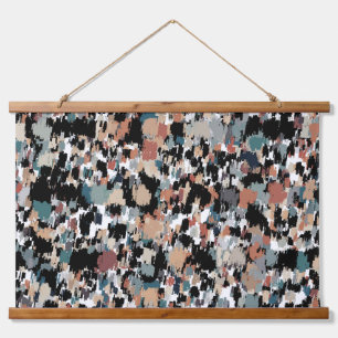 Abstrakte Camouflage Wandteppich Mit Holzrahmen